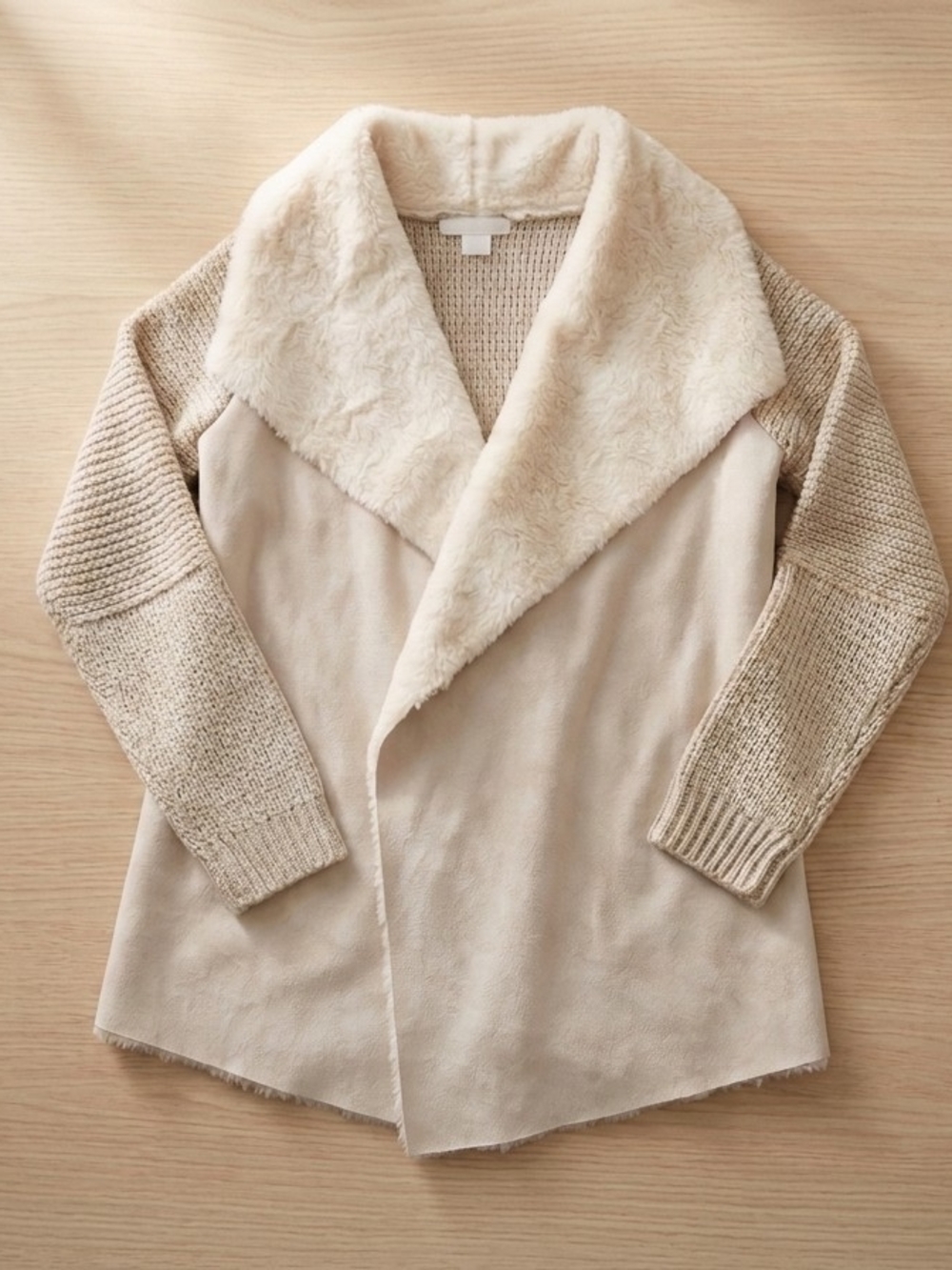 Miracle Cream Knit Cardigan with Faux Fur Trim